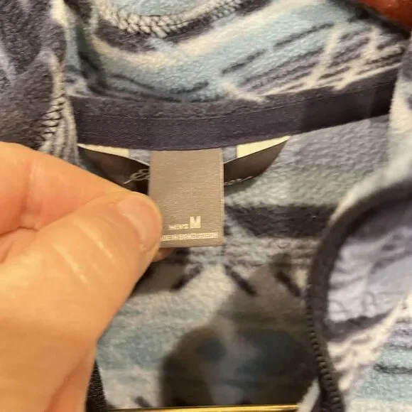 Eddie Bauer Quest Fleece Blue Aztec 1/4 Zip Pullover Sweater Medium - Picture 4 of 9